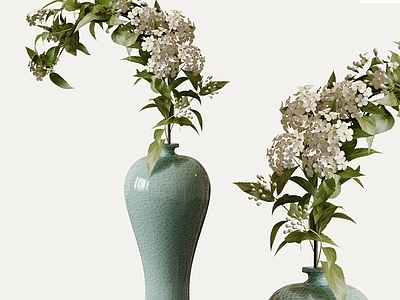 新中式花艺 新中式摆件 桌面摆件 花艺摆件 陶瓷花瓶 装饰摆件