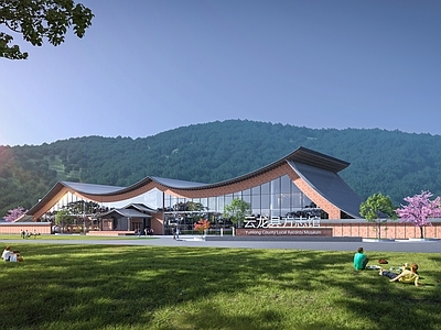 新中式现代展览馆建筑 展览馆 博物馆