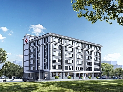 新中式现代医院建筑 医院综合楼 办公
