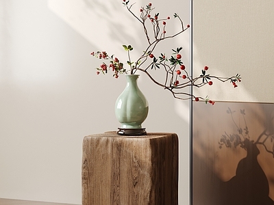 新中式现代花艺 艺术摆件 新中式花瓶 桃形花瓶