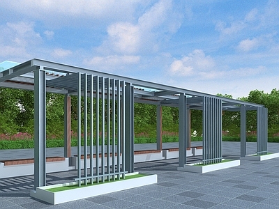 现代廊架 金属廊架 玻璃顶廊架 景观廊架 休闲廊架花架