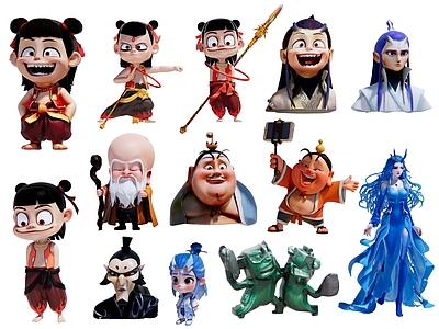现代雕塑摆件 哪吒 敖丙太乙真人 无量仙翁申公豹 敖闰结界兽 魔童闹海哪吒手办