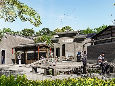 中式古建筑 乡村建筑景观