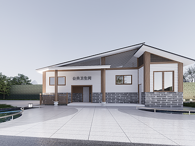 新中式中式小公建 新中式公共厕所 公共厕所 中式公厕 坡屋顶公共厕所 景区公厕