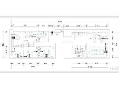 现代整体办公空间 300方 办公室 家具办公 板式家具 施工图