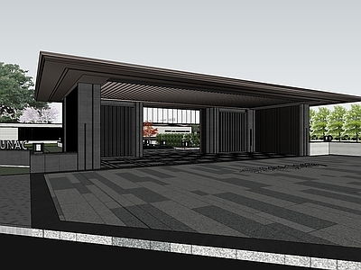现代小区建筑 售楼处 示范区 融创 现代风格