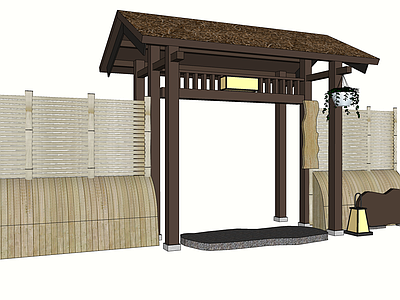 日式庭院小品 日式院门