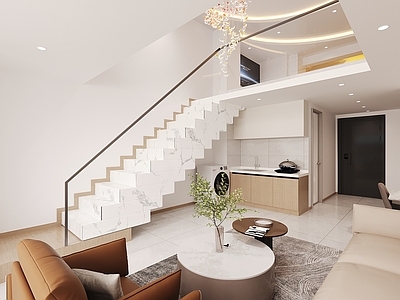 现代简约公寓 现代简约阁楼lo 复式公寓 一字型公寓