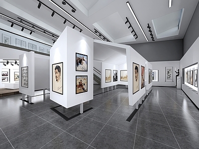 现代文化展厅 现代美术展厅 画廊 书画展厅