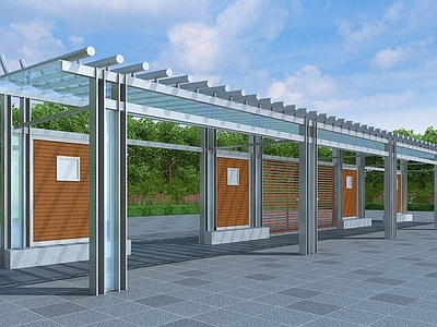 现代廊架 金属廊架 玻璃顶廊架