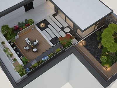 现代屋顶花园 天台花园 屋顶花园