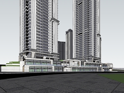 现代小区建筑 居住小区