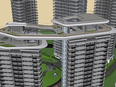 现代小区建筑 小区