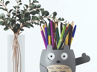 文具 现代儿童笔筒 卡通龙猫笔筒 文具用品 书桌面装饰摆件摆