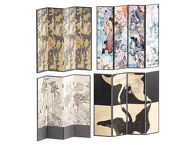 中古侘寂屏风 木屏风 可折叠屏风