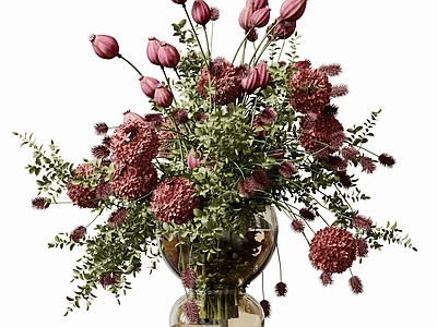 现代花艺 花艺摆件 鲜花花卉 艺术插花 玻璃花瓶 桌面摆件