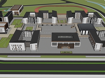 新中式学校建筑 新中式高中