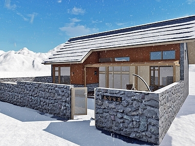 日式侘寂木屋 民宿 木屋 建筑 雪乡 庭院