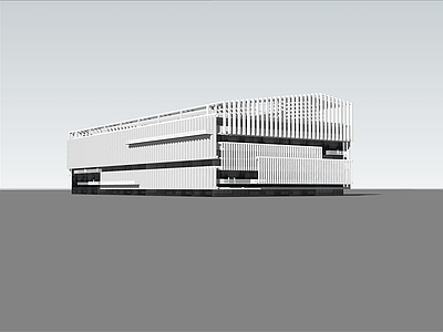 现代简约体育建筑 封闭体育馆 社区运动中心 层叠式 序列感