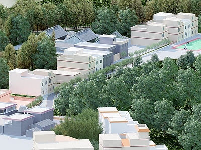 现代风格建筑 外立面真石漆 石漆 提升工程 5D渲染器