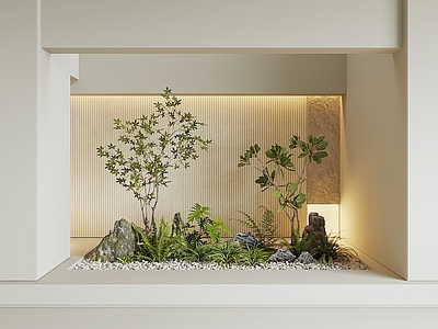 现代室内景观 植物景观 天井 地下室