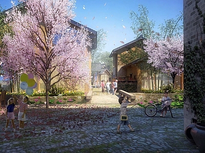 中式新中式街道外景 中式商业街 中式小镇 商业小镇 商业街外景 中式广场