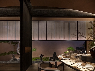 新中式侘寂包厢 餐厅包厢 圆桌 茶室 餐厅 新中式包厢