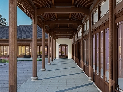 中式新中式酒店建筑 温泉酒店建筑 中式酒店建筑