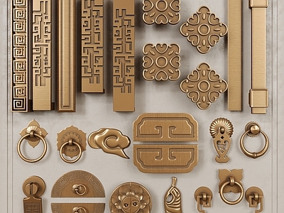 中式新中式拉手 门拉手 柜门拉手 铜把手