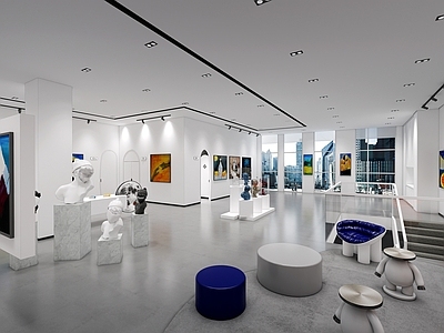现代文化展厅 现代美术展厅 画廊 书画展厅