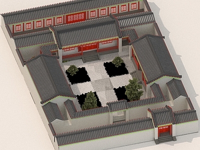 现代中式其他公共建筑 四合院 老房子 单体建筑