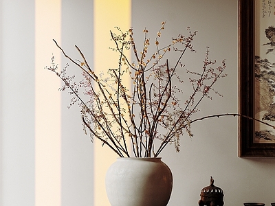 侘寂中古花艺 盆景 花盆花艺 枯枝 干支干花 桌面摆件组合