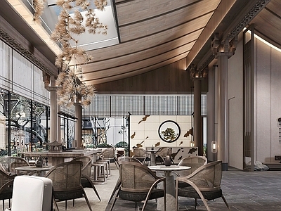 新中式中餐厅 新中式中餐厅 火锅店 售楼处售楼部 公司大堂大厅 休闲桌椅