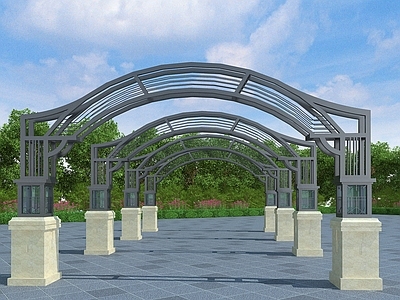 现代欧式廊架 拱门花架廊架 拱门连廊 景观廊架