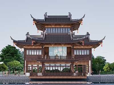 中式古建筑 古建筑 古戏台