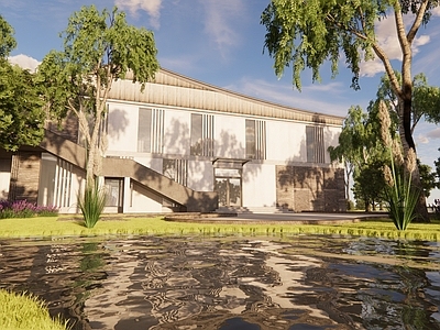 现代新中式酒店餐厅 中式建筑 古风酒店 园林景观 中式酒店 民俗酒店