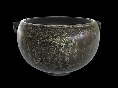 其他生活用品 人物图案的盆 青铜碗 古代器皿 古董文物 博物馆器皿
