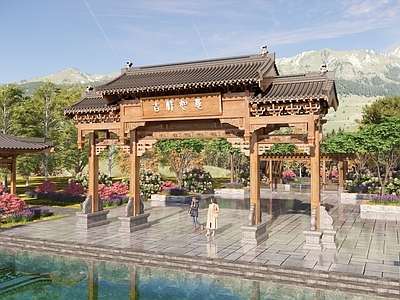 现代新中式牌坊牌楼 牌坊 大门 寨门 牌楼 门楼