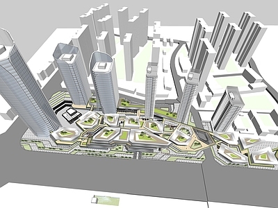 现代商场建筑 商业多层 商业街区 高层办公楼 高层公寓