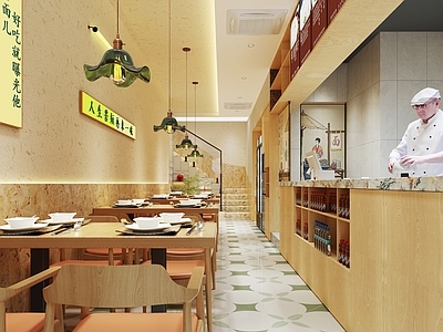 原木现代快餐店 开餐厅面馆设计