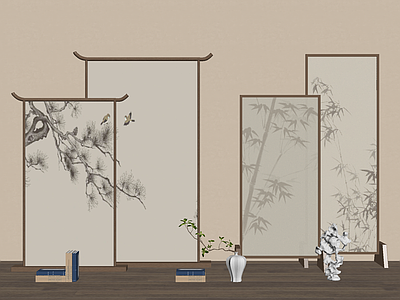 新中式屏风 新中式禅意屏风 木屏风 隔断