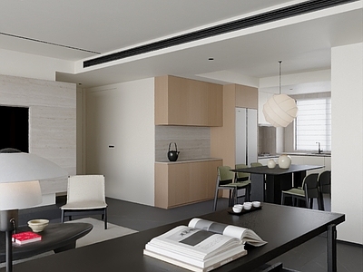 新中式现代家居客厅 横厅 去客厅化 高级灰客厅 下沉式客厅 黑白客厅