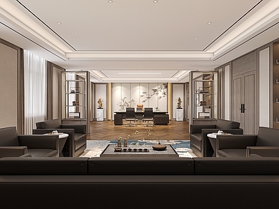 现代新中式董事长办公室 吊顶