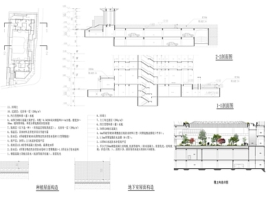 地面综合节点 覆土构造详图 建筑顶板覆土 居住区顶板覆土 地下车库顶板覆土 覆土回填详图 施工图