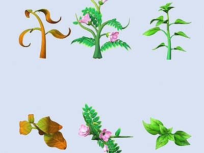 花草组合 卡通 植物 灌木