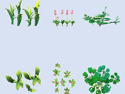 花草组合 卡通 植物 灌木