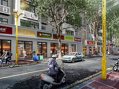现代商业街 街道店招立面改造