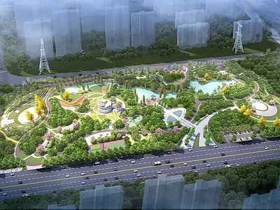 现代景观公园 生态公园 公园景观 骑行公园