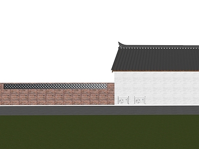 现代乡村庭院 砖墙 灰瓦民居 空调美化