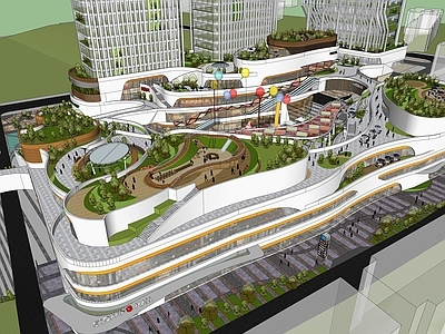 现代商场建筑 异形商业综合体 流线型商业综合体 高层办公楼 商业裙楼 商业多层